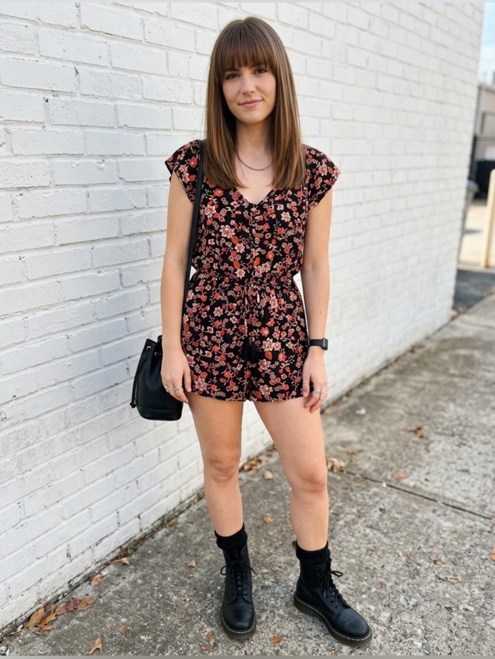 Idyllwind Black and Pink Floral Textured Romper